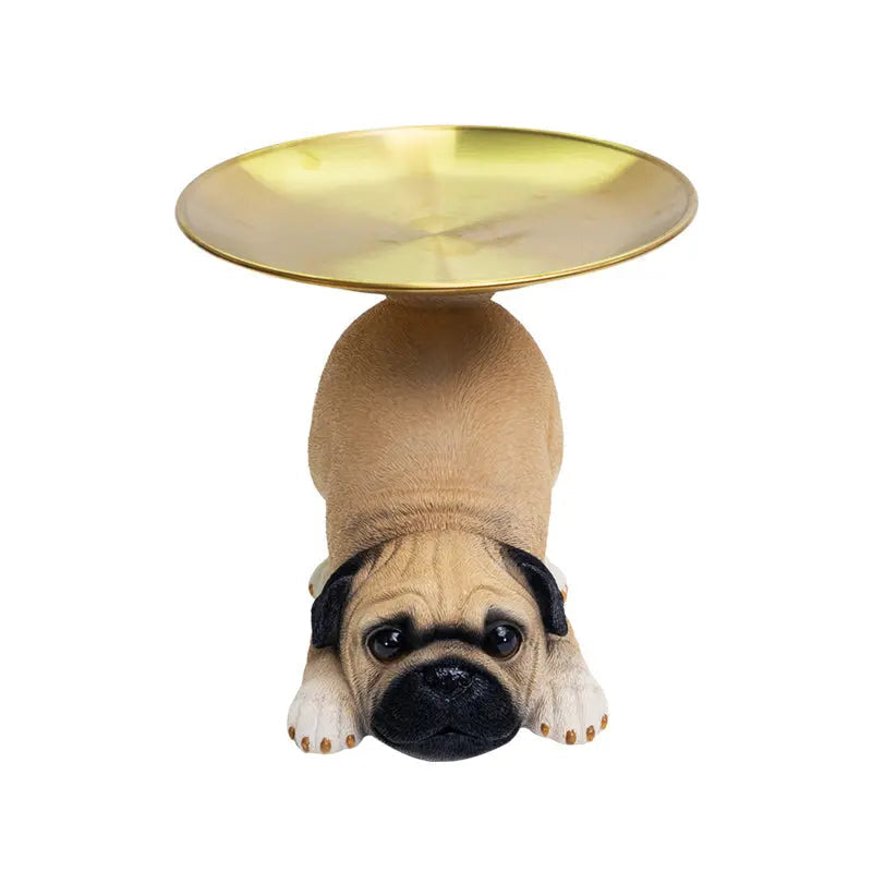Charming Dog Statue made of Resin with Tray for Keys & Small Items