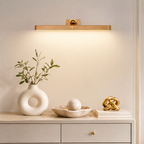Minimalist Floating Wall Lamp with Brass Ball Accent in Solid Beech Wood Bowlift