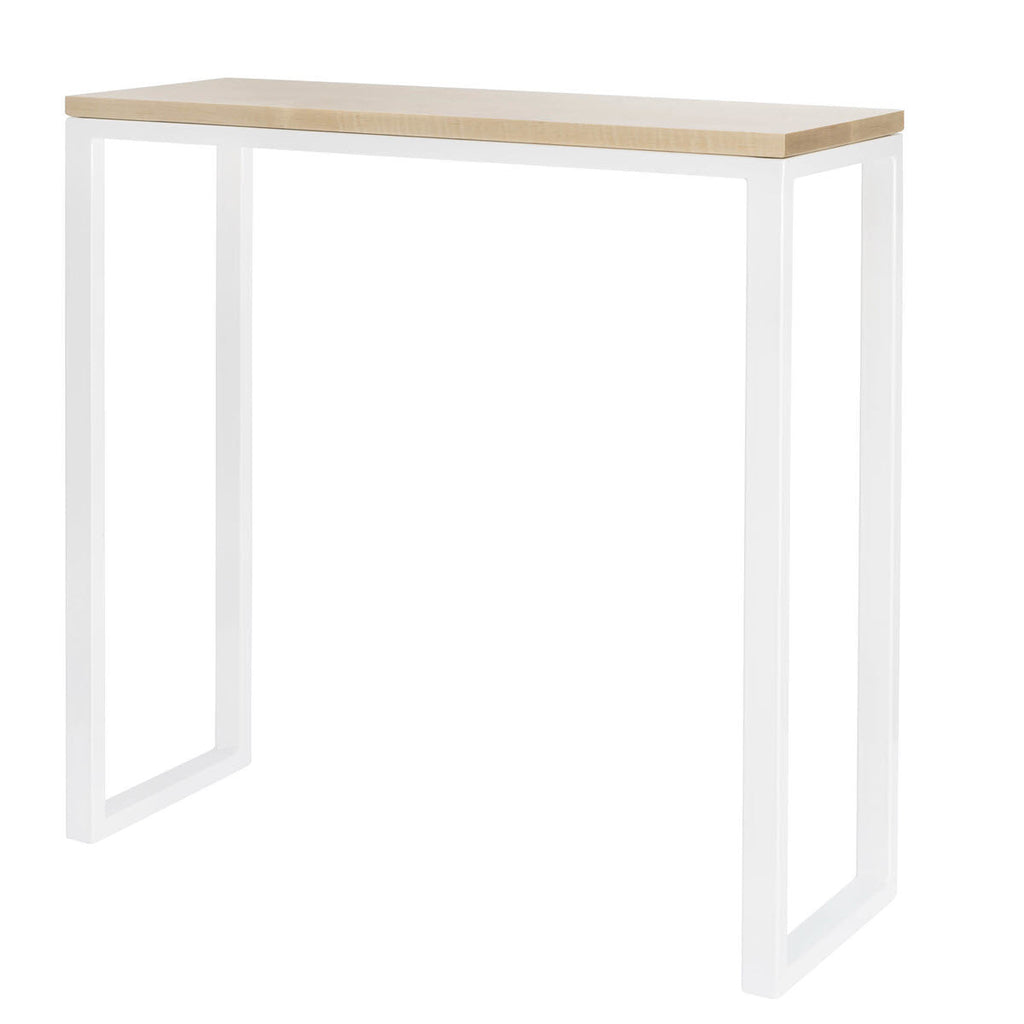 Ciocco Console Table - Modern Wood and White Steel Base (28" L x 10" Deep x 29" Tall)