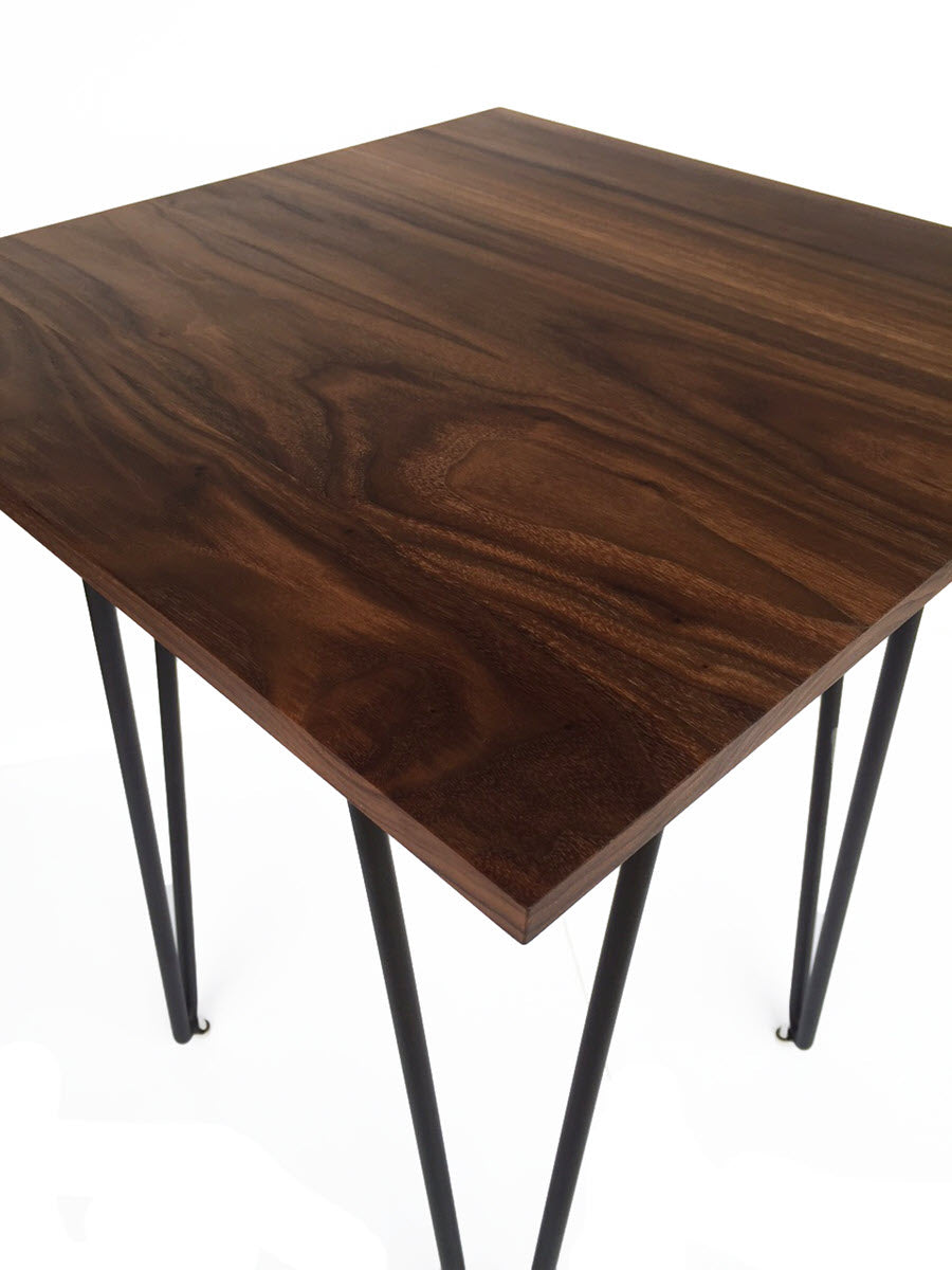 Ciocco End Table - MCM Walnut Hardwood Top w/ Iron Base ( 18" x 18" x 23" High)
