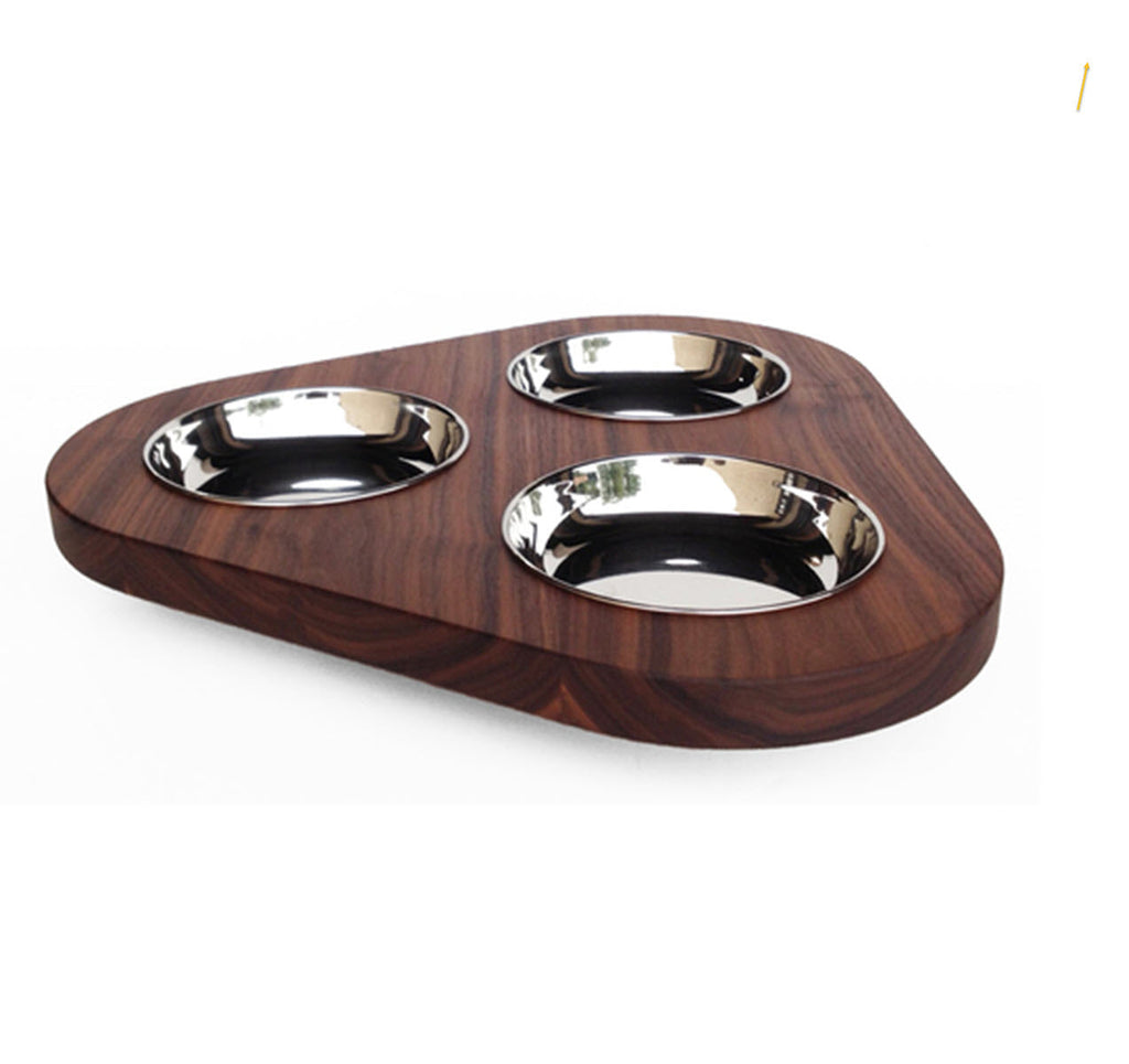 Ciocco Lazy Susan - Handcrafted Hardwood w/ 3 Stainless Steel Bowls
