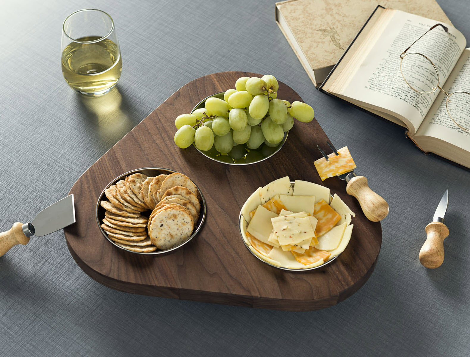 Ciocco Lazy Susan - Handcrafted Hardwood w/ 3 Stainless Steel Bowls