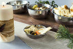 Ciocco Tray & Three Bowl Setting - Handcrafted Hardwood Tray w/ 3 Stainless Steel Bowls
