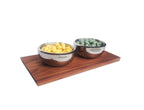 Ciocco Tray & Two Bowl Setting - Modern Handcrafted Hardwood w/ Stainless Steel