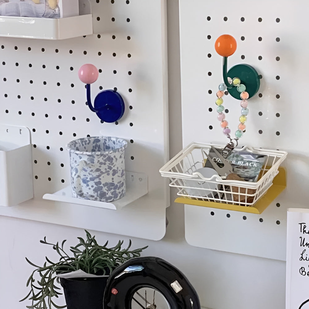 Colorful Magnetic Wooden Ball Hooks Home Storage