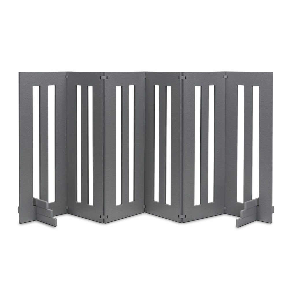 Backyard Dog Freestanding 24" Tall Outdoor Dog Gate - Weatherproof, Adjustable, Foldable Pet Barrier (28" - 80" Extra Wide)