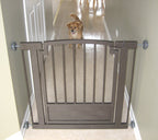 Royal Weave Steel Dog Gate w/ Door (28.5" - 61.5" Extra Wide) Heavy Duty Black Wrought Iron, Indoor Easy Pressure Mounted (No Drill)
