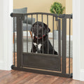 Royal Weave Steel Dog Gate w/ Door (28.5" - 61.5" Extra Wide) Heavy Duty Black Wrought Iron, Indoor Easy Pressure Mounted (No Drill)