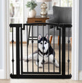 Emperor Rings Wrought Iron Dog Gate w/ Door (28.5" - 61.5" Extra Wide) Ornamental, Heavy Duty - Indoor Easy Pressure Mounted, 32" Tall