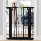 Emperor Rings 42" Extra Tall Dog Gate w/ Door (28.5" - 61.5" Extra Wide) Heavy Duty Decorative Wrought Iron / Steel - Indoor Easy Pressure Mounted