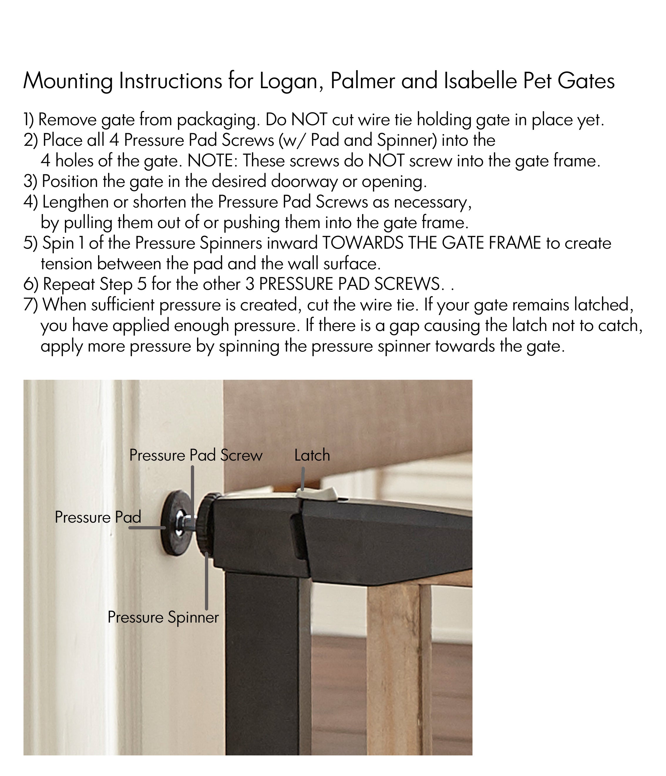 Logan Dog Gate - Modern Hardwood & Steel 30" Tall w/ Self Close Door, Extendable, Pressure Mounted (29.5" - 51.5" Wide)