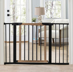 Logan Dog Gate - Modern Hardwood & Steel 30" Tall w/ Self Close Door, Extendable, Pressure Mounted (29.5" - 51.5" Wide)