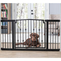 Emperor Rings Extra Wide Dog Gate w/ Door (59" - 86" W) Decorative Wrought Iron / Steel, Indoor Easy Pressure Mounted - 32" Tall