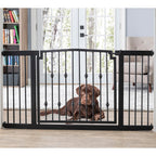 Emperor Rings Extra Wide Dog Gate w/ Door (59" - 86" W) Decorative Wrought Iron / Steel, Indoor Easy Pressure Mounted - 32" Tall