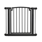 Harper Metal Dog Gate w/ Door (28.5" - 61.5" Extra Wide) Modern Black Steel, Indoor Easy Pressure Mounted (No Drill) 32" Tall
