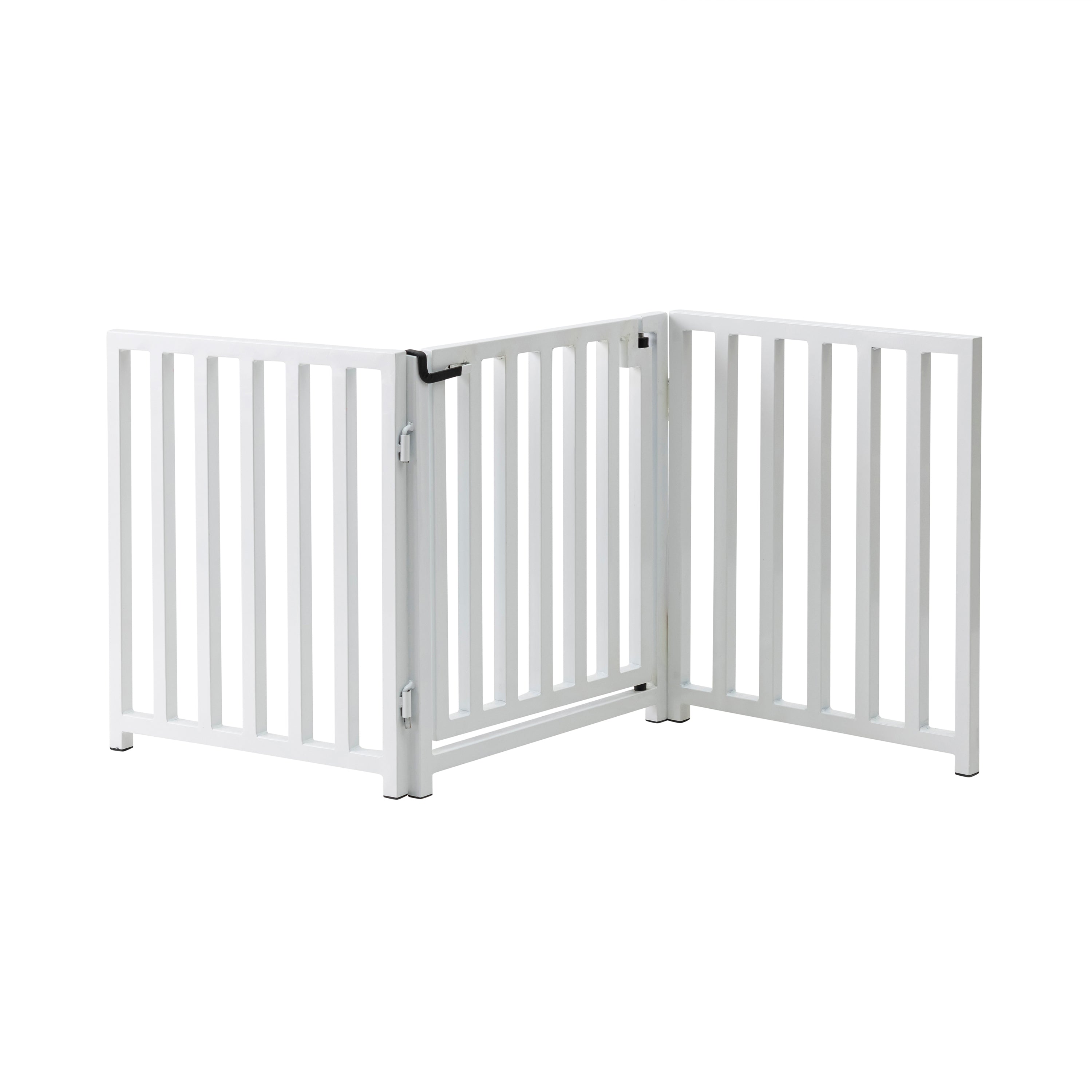 Libro Freestanding All-Weather Steel Dog Gate w/ Door (23" - 70" Extra Wide) Modern Pet Fence, Adjustable Indoor / Outdoor, 24" Tall Small Dog