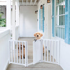 Libro Freestanding All-Weather Steel Dog Gate w/ Door (23" - 70" Extra Wide) Modern Pet Fence, Adjustable Indoor / Outdoor, 24" Tall Small Dog