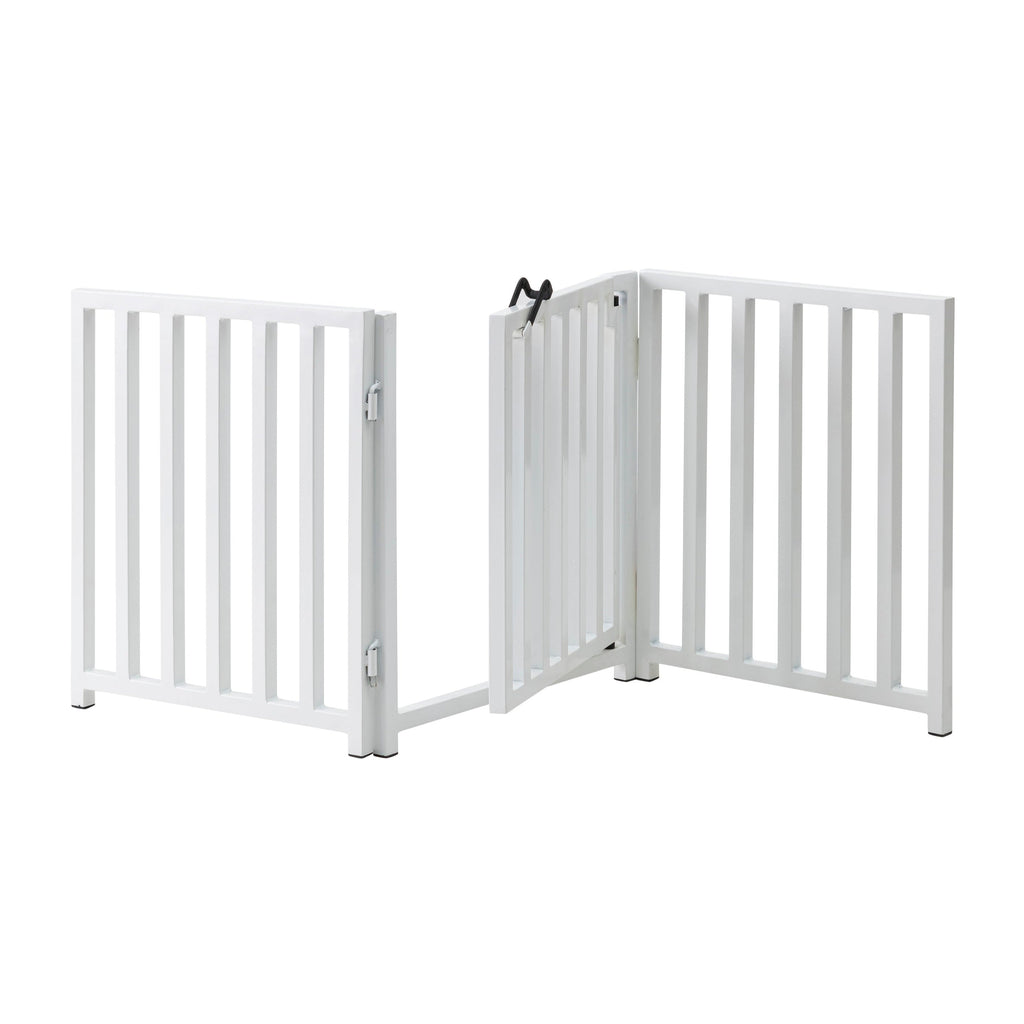 Libro Freestanding All-Weather Steel Dog Gate w/ Door (23" - 70" Extra Wide) Modern Pet Fence, Adjustable Indoor / Outdoor, 24" Tall Small Dog