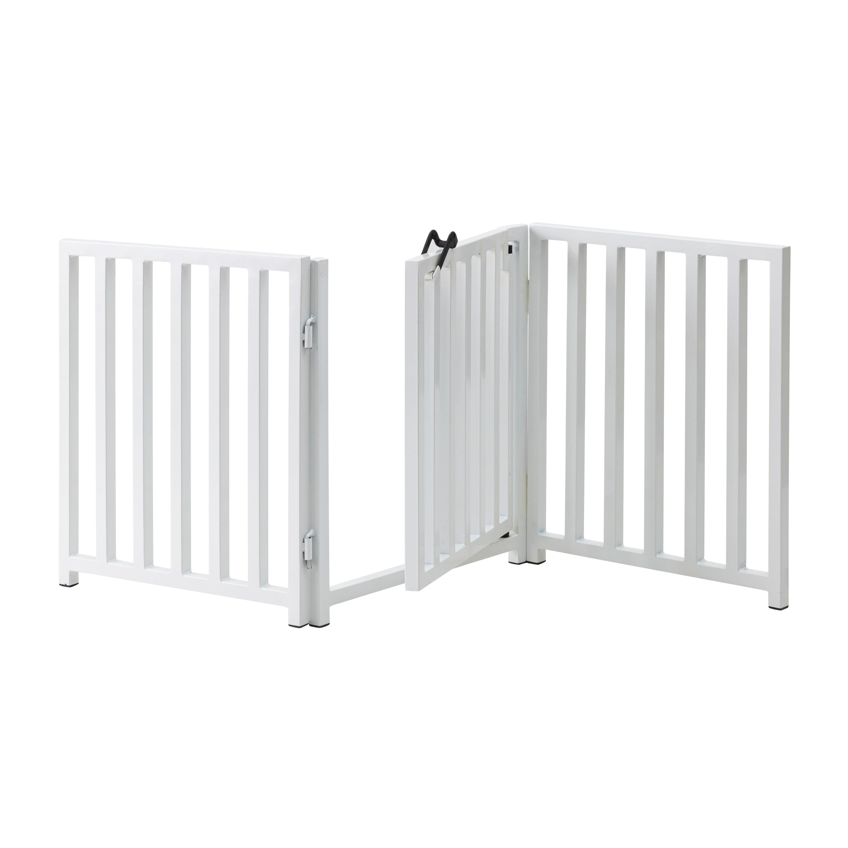 Libro Freestanding All-Weather Steel Dog Gate w/ Door (23" - 70" Extra Wide) Modern Pet Fence, Adjustable Indoor / Outdoor, 24" Tall Small Dog