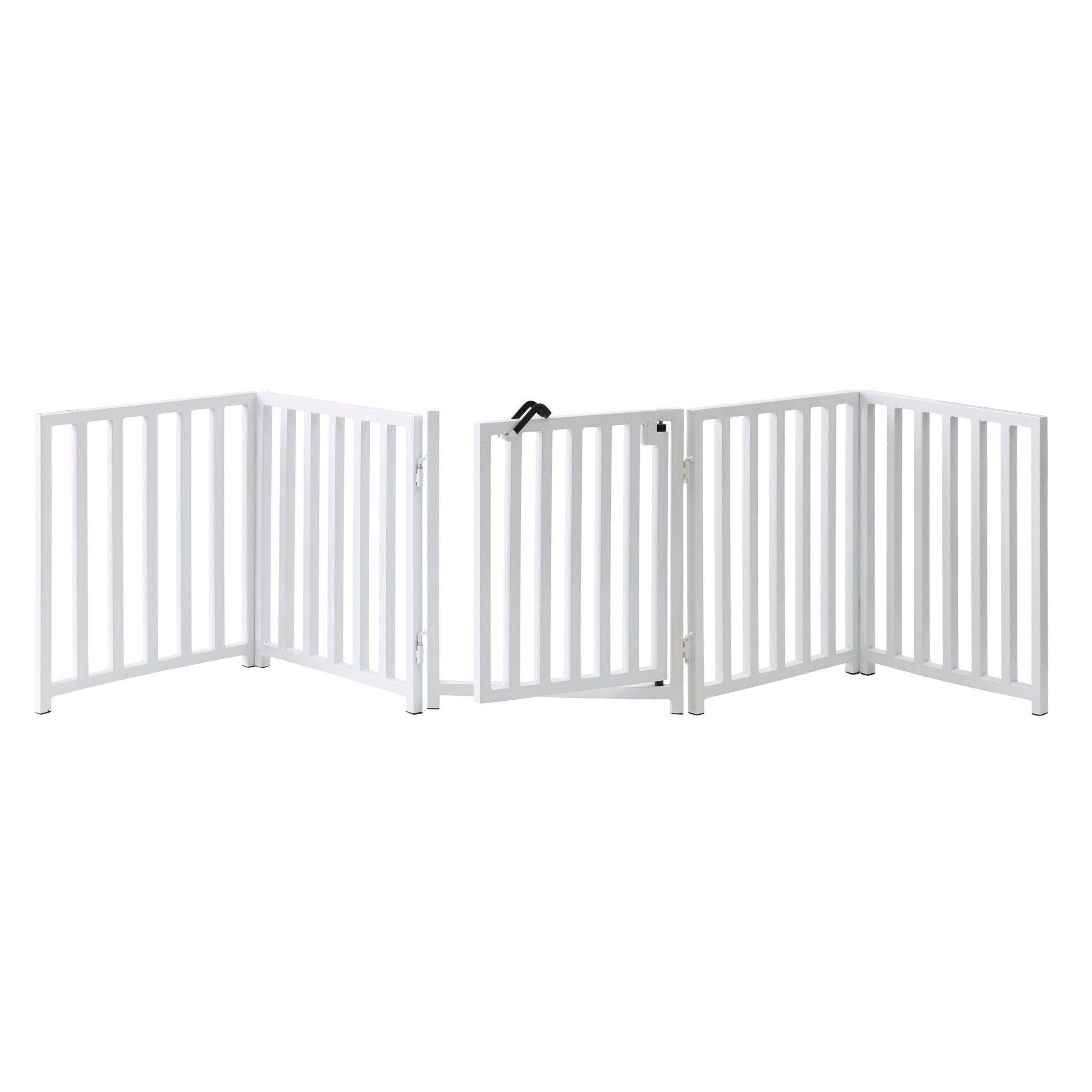 Libro Extra Wide Steel Freestanding (24" H) Dog Gate w/ Door (70" - 117" W) Weather Resistant Outdoor / Indoor Dog Fence - Small Dog