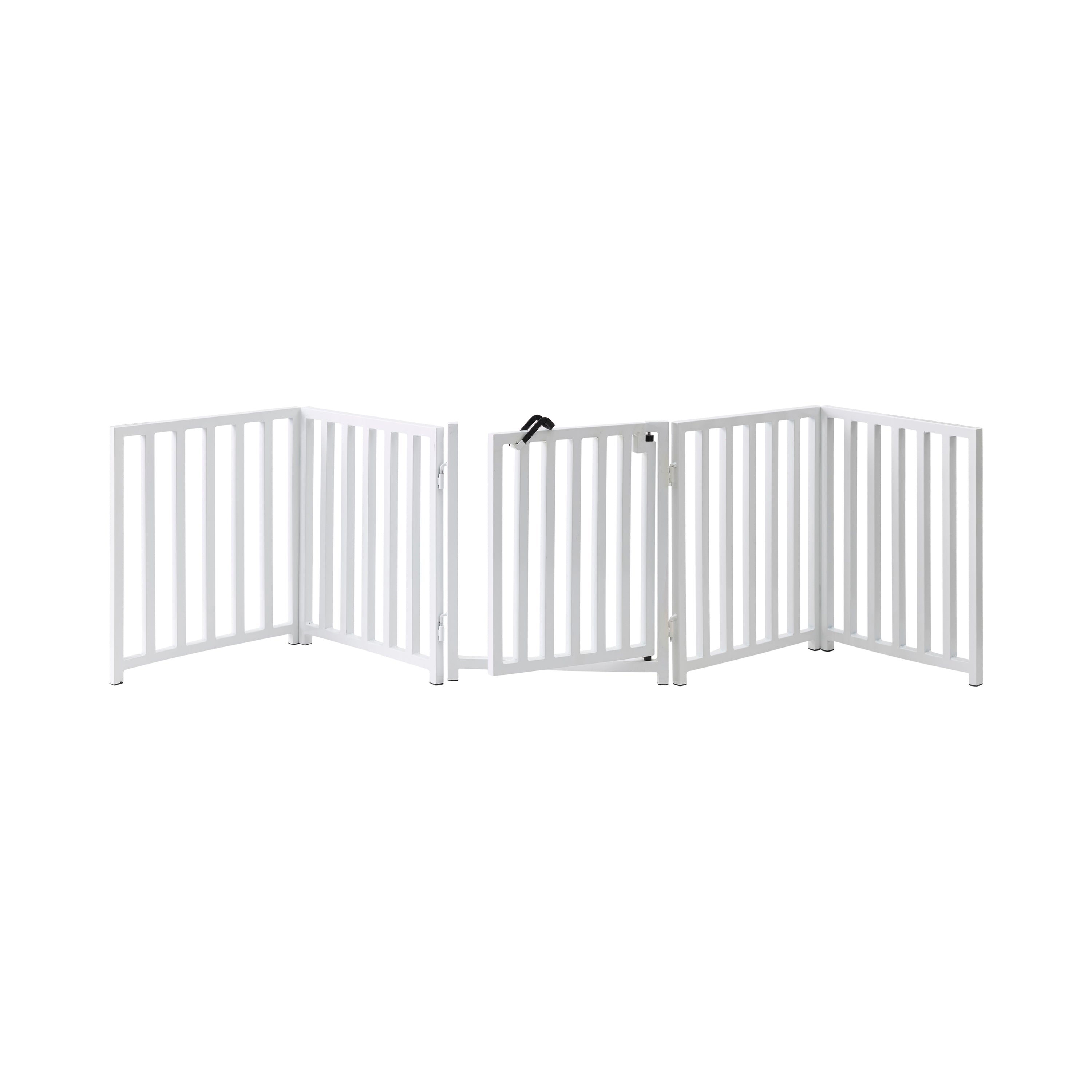 Libro Freestanding All-Weather Steel Dog Gate w/ Door (23" - 70" Extra Wide) Modern Pet Fence, Adjustable Indoor / Outdoor, 24" Tall Small Dog