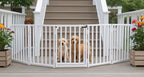 Libro Extra Wide Steel Freestanding (24" H) Dog Gate w/ Door (70" - 117" W) Weather Resistant Outdoor / Indoor Dog Fence - Small Dog