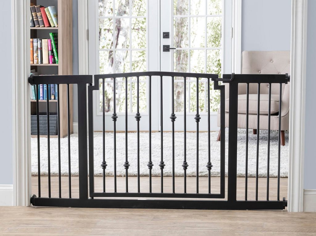Emperor Rings Extra Wide Dog Gate w/ Door (59" - 86" W) Decorative Wrought Iron / Steel, Indoor Easy Pressure Mounted - 32" Tall