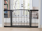 Emperor Rings Extra Wide Dog Gate w/ Door (59" - 86" W) Decorative Wrought Iron / Steel, Indoor Easy Pressure Mounted - 32" Tall