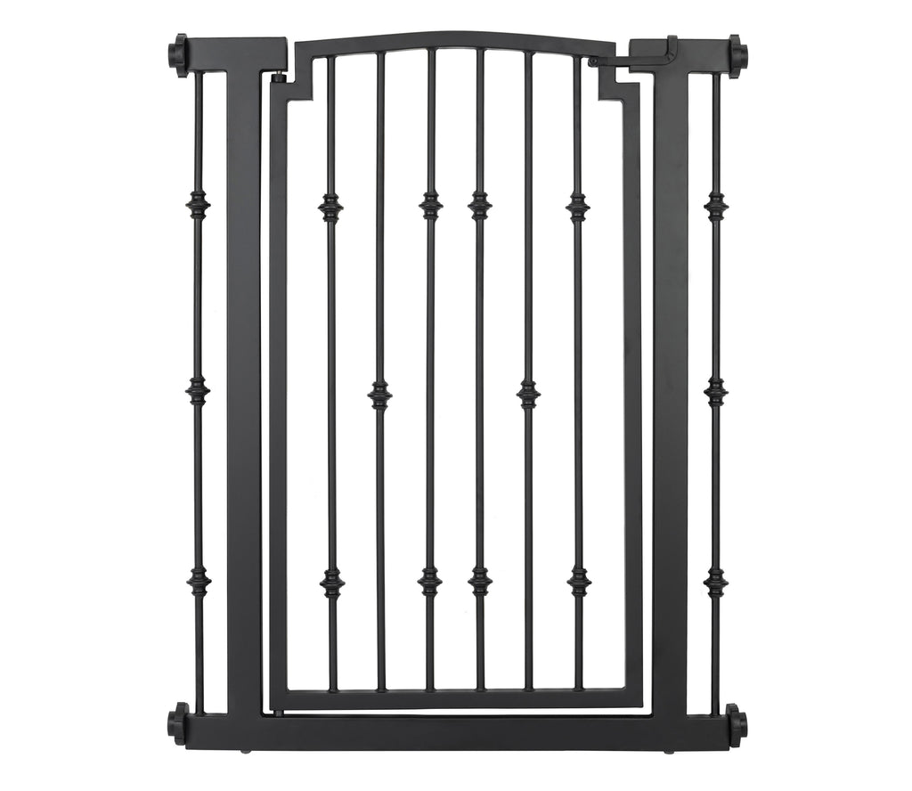 Emperor Rings 42" Extra Tall Dog Gate w/ Door (28.5" - 61.5" Extra Wide) Heavy Duty Decorative Wrought Iron / Steel - Indoor Easy Pressure Mounted