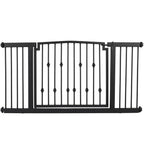 Emperor Rings Extra Wide Dog Gate w/ Door (59" - 86" W) Decorative Wrought Iron / Steel, Indoor Easy Pressure Mounted - 32" Tall