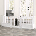 Royal Weave Freestanding 24" Tall (Small Dog) Steel Dog Gate w/ Door - Architectural Extra Wide Walk-Through Indoor Barrier (63" / 84" / 105" Long)