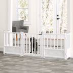 Royal Weave Freestanding 24" Tall (Small Dog) Steel Dog Gate w/ Door - Architectural Extra Wide Walk-Through Indoor Barrier (63" / 84" / 105" Long)