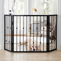 Emperor Rings 38" Tall Freestanding Dog Gate - Ornamental Black Wrought Iron, Folding, Indoor Adjustable (36" - 56" Extra Wide, 3 Panel)