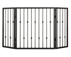 Emperor Rings 38" Tall Freestanding Dog Gate - Ornamental Black Wrought Iron, Folding, Indoor Adjustable (36" - 56" Extra Wide, 3 Panel)