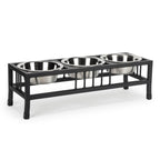 Baron Triple Bowl Diner - Modern Mission Style, Wrought Iron Metal Elevated 3 Dog Bowl Stand (5.5" / 8" / 10" Tall)