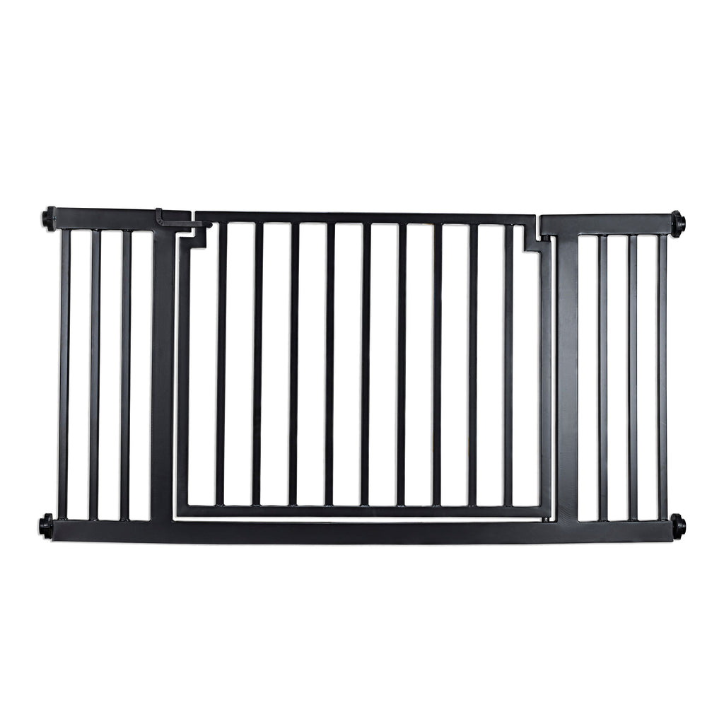 Libro Extra Wide Steel Outdoor Dog Gate w/ Door (59.5" - 100" W) Modern 32" Tall Deck Gate, Easy Pressure Mounted (No Drill)