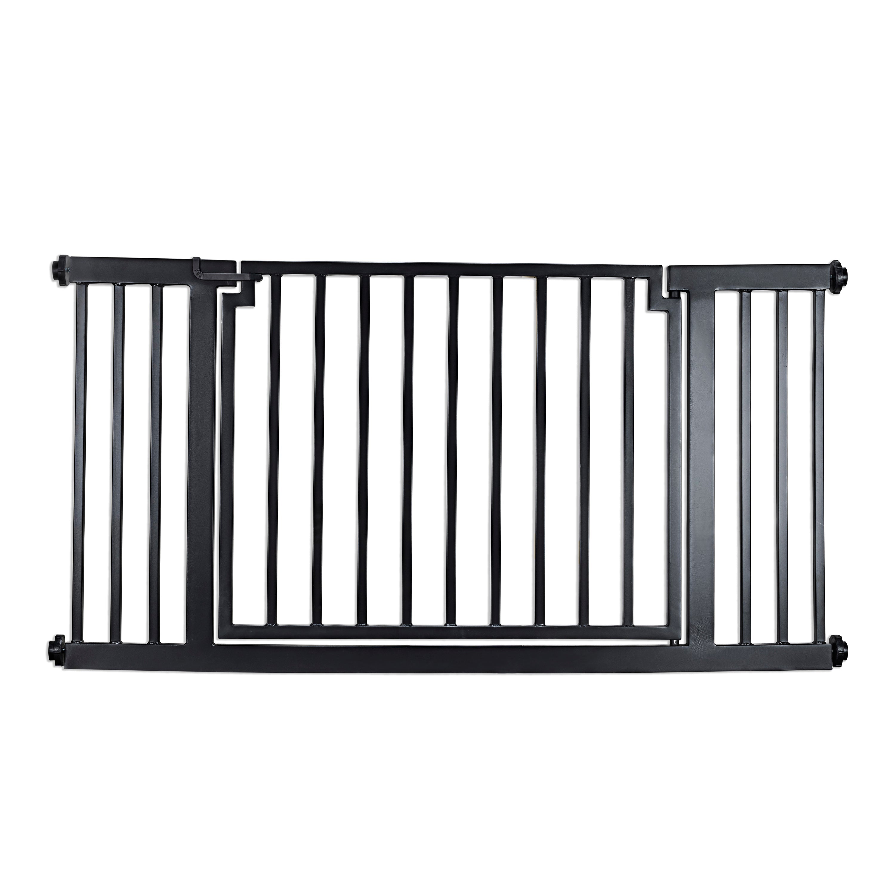 Libro Extra Wide Steel Outdoor Dog Gate w/ Door (59.5" - 100" W) Modern 32" Tall Deck Gate, Easy Pressure Mounted (No Drill)