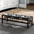 Baron Triple Bowl Diner - Modern Mission Style, Wrought Iron Metal Elevated 3 Dog Bowl Stand (5.5" / 8" / 10" Tall)