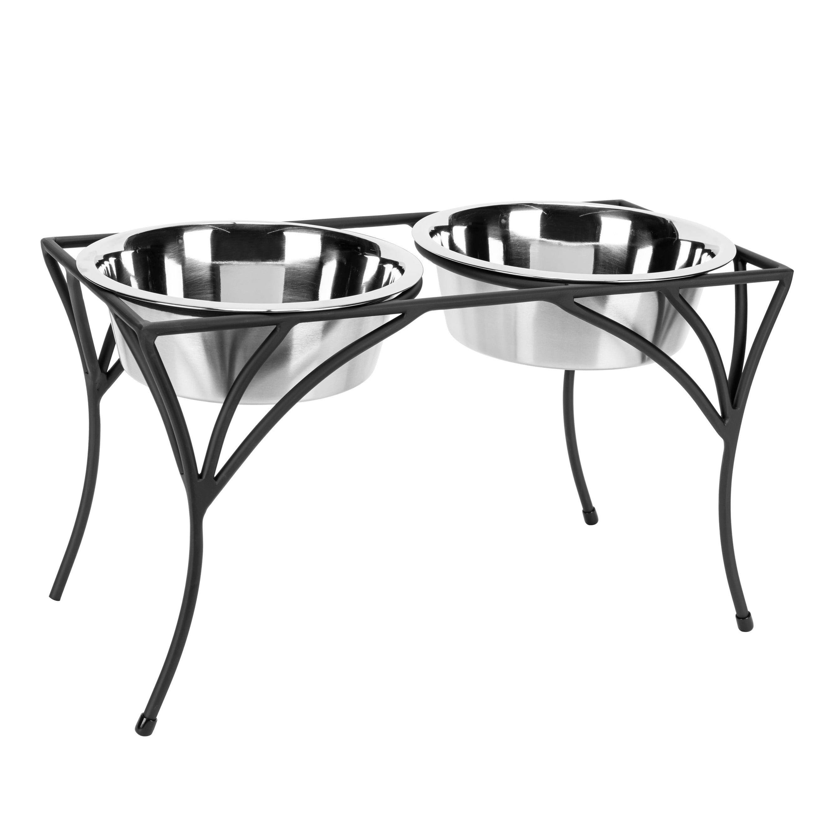 Arbor Double Diner - Elegant Wrought Iron Metal Elevated Dog Bowl Stand ( 5" /  7" / 12" Tall)