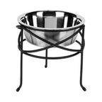 Mesh Single Diner - Contemporary Wrought Iron Stand w/ Elevated Dog Bowl Food, Water (5" / 7" / 10" Tall)