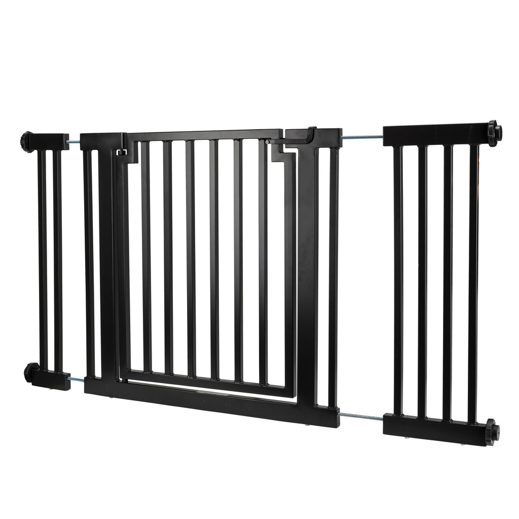 Libro Steel Outdoor Dog Gate w/ Door (28.5" - 61.5" Extra Wide) Modern 32" Tall Deck Gate, Easy Pressure Mounted (No Drill)