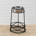 Mesh Single Diner XL - Large Dog, Contemporary Wrought Iron Elevated Dog Bowl Stand (15", 18" Tall)