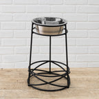 Mesh Single Diner XL - Large Dog, Contemporary Wrought Iron Elevated Dog Bowl Stand (15", 18" Tall)