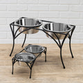 Arbor Double Diner - Elegant Wrought Iron Metal Elevated Dog Bowl Stand ( 5" /  7" / 12" Tall)