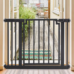 Libro Steel Outdoor Dog Gate w/ Door (28.5" - 61.5" Extra Wide) Modern 32" Tall Deck Gate, Easy Pressure Mounted (No Drill)