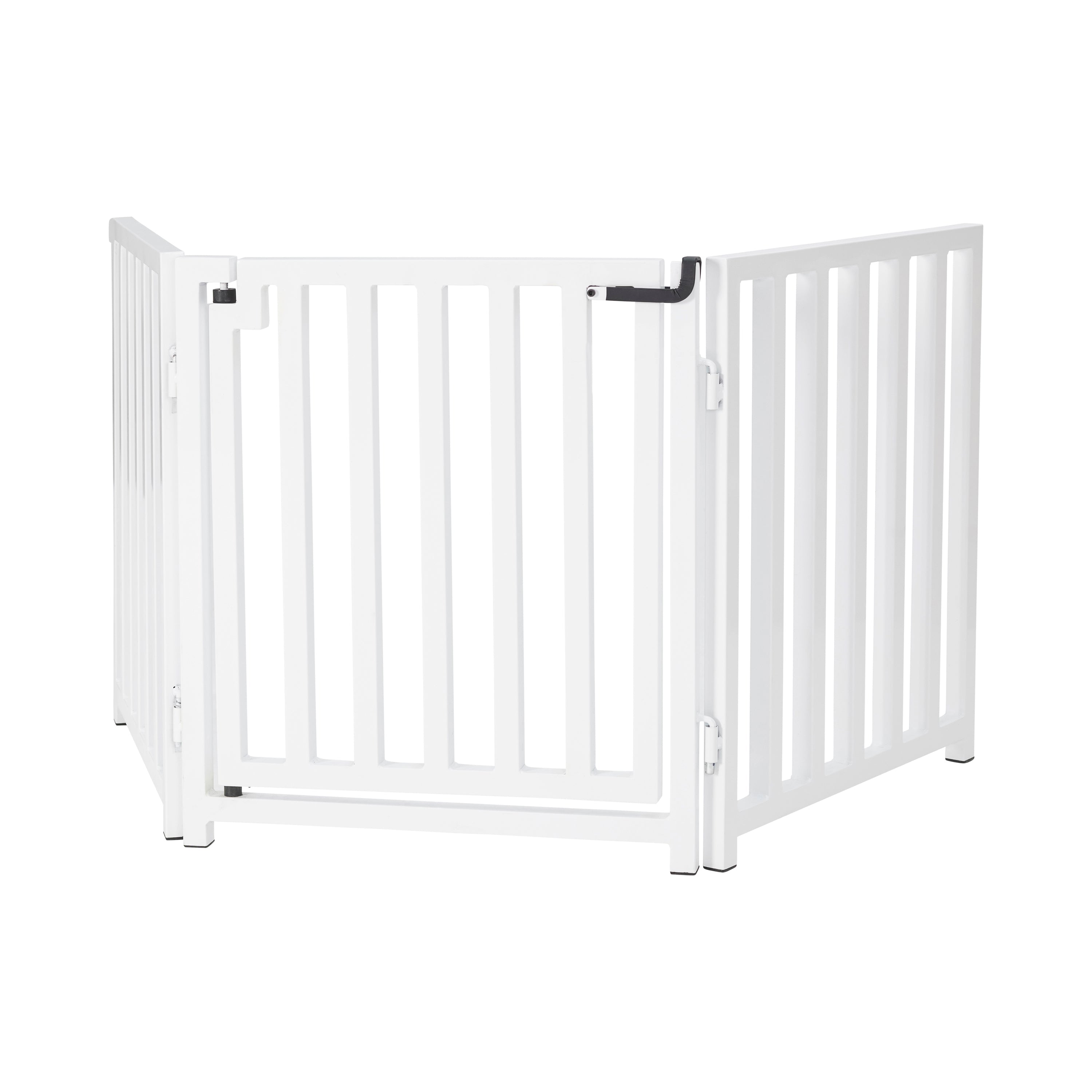 Libro Freestanding All-Weather Steel Dog Gate w/ Door (23" - 70" Extra Wide) Modern Pet Fence, Adjustable Indoor / Outdoor, 24" Tall Small Dog