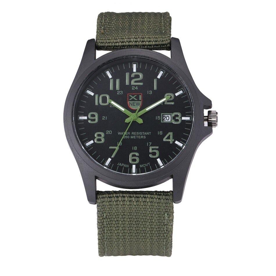 Men's Tactical Watch with 50 m Water Resistance, Stopwatch, and Night Light