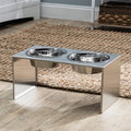 Slate Double Diner - Modern Architectural 304 Stainless Steel Stand, Elevated Dog Bowls (5"/ 9" / 12" / 18" Tall)