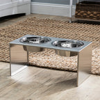 Slate Double Diner - Modern Architectural 304 Stainless Steel Stand, Elevated Dog Bowls (5"/ 9" / 12" / 18" Tall)