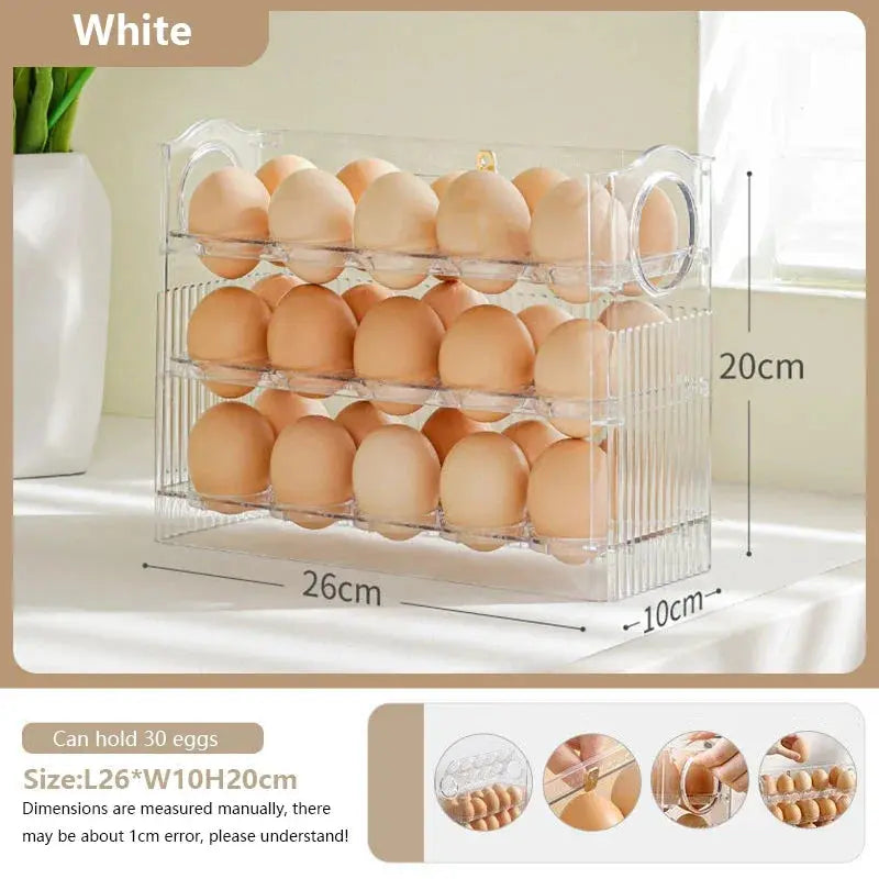 Egg organizer with 3 levels and date display